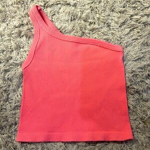 Nikibiki One Shoulder Ribbed Tank Top - Pink